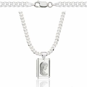 SREBRNY ŁAŃCUSZEK PANCERKA Z MEDALIKIEM 925 - 3,8MM