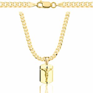 POZŁACANY SREBRNY ŁAŃCUSZEK PANCERKA Z MEDALIKIEM 925 585 - 3,8MM