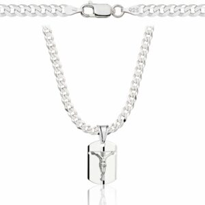 SREBRNY ŁAŃCUSZEK PANCERKA Z MEDALIKIEM 925 - 3,8MM