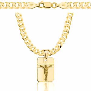 POZŁACANY SREBRNY ŁAŃCUSZEK PANCERKA Z MEDALIKIEM 925 585 - 5,6MM