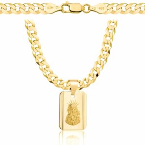 POZŁACANY SREBRNY ŁAŃCUSZEK PANCERKA Z MEDALIKIEM 925 585 - 5,6MM