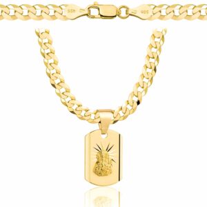 POZŁACANY SREBRNY ŁAŃCUSZEK PANCERKA Z MEDALIKIEM 925 585 - 5,6MM