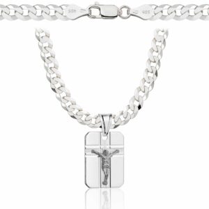 SREBRNY ŁAŃCUSZEK PANCERKA Z MEDALIKIEM 925 - 5,6MM