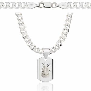 SREBRNY ŁAŃCUSZEK PANCERKA Z MEDALIKIEM 925 - 5,6MM