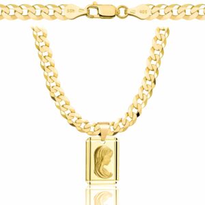 POZŁACANY SREBRNY ŁAŃCUSZEK PANCERKA Z MEDALIKIEM 925 585 - 5,6MM