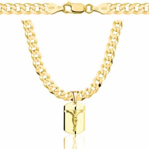 POZŁACANY SREBRNY ŁAŃCUSZEK PANCERKA Z MEDALIKIEM 925 585 - 5,6MM