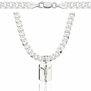 SREBRNY ŁAŃCUSZEK PANCERKA Z MEDALIKIEM 925 - 5,6MM