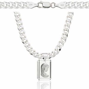 SREBRNY ŁAŃCUSZEK PANCERKA Z MEDALIKIEM 925 - 5,6MM