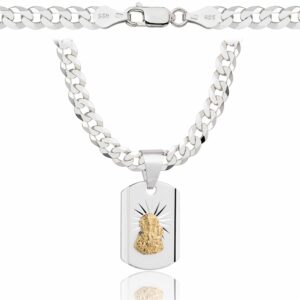 SREBRNY ŁAŃCUSZEK PANCERKA Z MEDALIKIEM 925 - 5,6MM