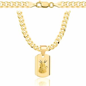 POZŁACANY SREBRNY ŁAŃCUSZEK PANCERKA Z MEDALIKIEM 925 585 - 5MM