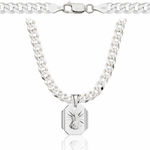 SREBRNY ŁAŃCUSZEK PANCERKA Z MEDALIKIEM 925 - 5MM