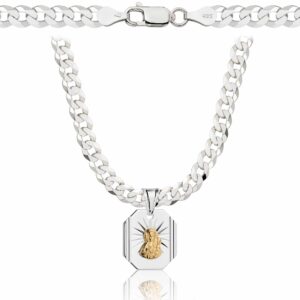 SREBRNY ŁAŃCUSZEK PANCERKA Z MEDALIKIEM 925 - 5MM