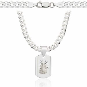 SREBRNY ŁAŃCUSZEK PANCERKA Z MEDALIKIEM 925 - 5MM