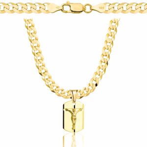 POZŁACANY SREBRNY ŁAŃCUSZEK PANCERKA Z MEDALIKIEM 925 585 - 5MM