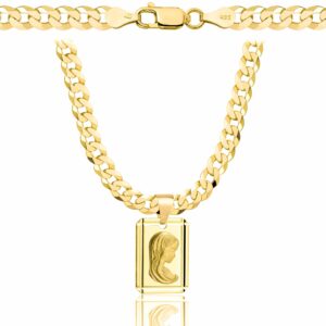 POZŁACANY SREBRNY ŁAŃCUSZEK PANCERKA Z MEDALIKIEM 925 585 - 5MM