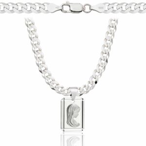 SREBRNY ŁAŃCUSZEK PANCERKA Z MEDALIKIEM 925 - 5MM