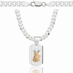 SREBRNY ŁAŃCUSZEK PANCERKA Z MEDALIKIEM 925 - 5MM