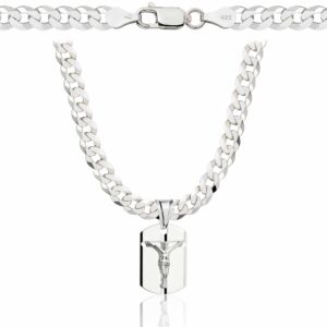 SREBRNY ŁAŃCUSZEK PANCERKA Z MEDALIKIEM 925 - 5MM