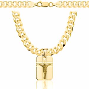 POZŁACANY SREBRNY ŁAŃCUSZEK PANCERKA Z MEDALIKIEM 925 585 - 6,5MM