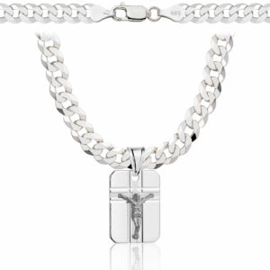 SREBRNY ŁAŃCUSZEK PANCERKA Z MEDALIKIEM 925 - 6,5MM