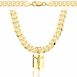 POZŁACANY SREBRNY ŁAŃCUSZEK PANCERKA Z MEDALIKIEM 925 585 - 6,5MM