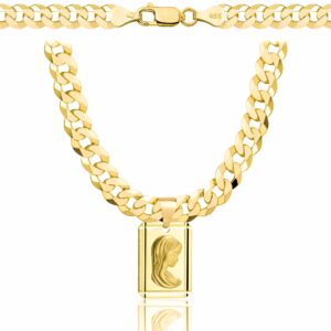 POZŁACANY SREBRNY ŁAŃCUSZEK PANCERKA Z MEDALIKIEM 925 585 - 6,5MM