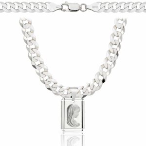 SREBRNY ŁAŃCUSZEK PANCERKA Z MEDALIKIEM 925 - 6,5MM