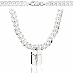 SREBRNY ŁAŃCUSZEK PANCERKA Z MEDALIKIEM 925 - 6,5MM