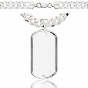 SREBRNY ŁAŃCUSZEK PANCERKA Z NIEŚMIERTELNIKIEM 925 - 7,5MM