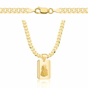 POZŁACANY SREBRNY ŁAŃCUSZEK PANCERKA Z MEDALIKIEM 925 585 - 3,8MM