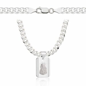 SREBRNY ŁAŃCUSZEK PANCERKA Z MEDALIKIEM 925 - 5MM