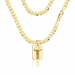 POZŁACANY SREBRNY ŁAŃCUSZEK PANCERKA Z MEDALIKIEM 925 585 - 3,8MM