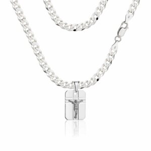 SREBRNY ŁAŃCUSZEK PANCERKA Z MEDALIKIEM 925 - 3,8MM