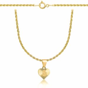 POZŁACANY SREBRNY NASZYJNIK KORDEL SERCE 925 585 - 1,6MM