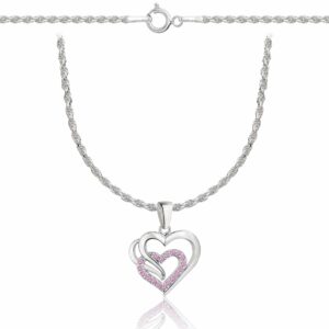 SREBRNY NASZYJNIK KORDEL SERCE Z CYRKONIAMI 925 - 1,6MM
