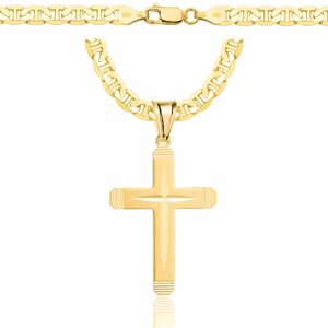 POZŁACANY SREBRNY ŁAŃCUSZEK GUCCI Z KRZYŻYKIEM 925 585 - 5,5MM