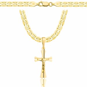 POZŁACANY SREBRNY ŁAŃCUSZEK GUCCI Z KRZYŻYKIEM 925 585 - 5,5MM