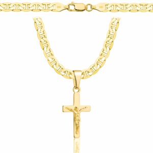 POZŁACANY SREBRNY ŁAŃCUSZEK GUCCI Z KRZYŻYKIEM 925 585 - 5,5MM