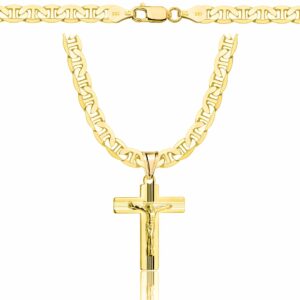 POZŁACANY SREBRNY ŁAŃCUSZEK GUCCI Z KRZYŻYKIEM 925 585 - 5,5MM