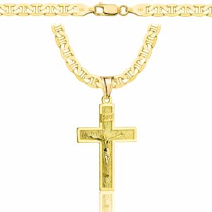 POZŁACANY SREBRNY ŁAŃCUSZEK GUCCI Z KRZYŻYKIEM 925 585 - 5,5MM