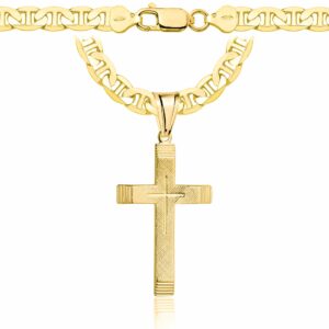 POZŁACANY SREBRNY ŁAŃCUSZEK GUCCI Z KRZYŻYKIEM 925 585 - 6,5MM