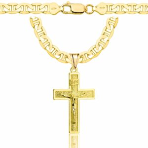 POZŁACANY SREBRNY ŁAŃCUSZEK GUCCI Z KRZYŻYKIEM 925 585 - 6,5MM