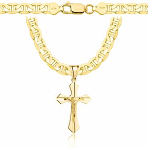 POZŁACANY SREBRNY ŁAŃCUSZEK GUCCI Z KRZYŻYKIEM 925 585 - 6,5MM