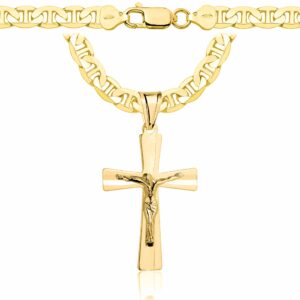 POZŁACANY SREBRNY ŁAŃCUSZEK GUCCI Z KRZYŻYKIEM 925 585 - 6,5MM