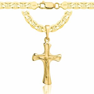 POZŁACANY SREBRNY ŁAŃCUSZEK GUCCI Z KRZYŻYKIEM 925 585 - 6,5MM