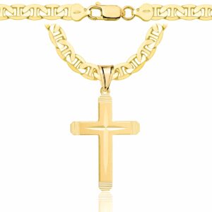 POZŁACANY SREBRNY ŁAŃCUSZEK GUCCI Z KRZYŻYKIEM 925 585 - 6,5MM