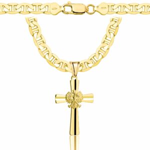 POZŁACANY SREBRNY ŁAŃCUSZEK GUCCI Z KRZYŻYKIEM 925 585 - 6,5MM