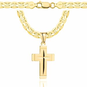 POZŁACANY SREBRNY ŁAŃCUSZEK GUCCI Z KRZYŻYKIEM 925 585 - 6,5MM