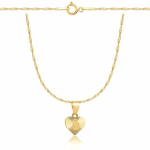 POZŁACANY SREBRNY NASZYJNIK SINGAPUR SERCE 925 585 - 1,6MM
