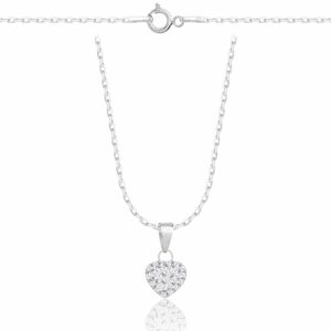 SREBRNY NASZYJNIK ANKIER SERCE Z CYRKONIAMI 925 - 1,6MM